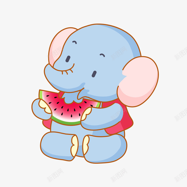 卡通吃西瓜的大象矢量图ai免抠素材_88icon https://88icon.com 动物设计 卡通 吃西瓜 大象 小暑 暑假来了 矢量图 西瓜破