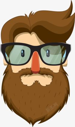 脸型图戴眼镜的胡子男子高清图片