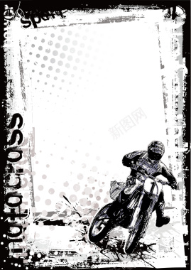 黑白创意摩托车比赛背景背景