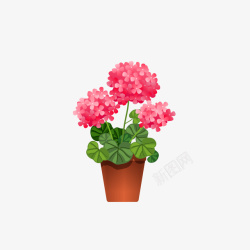 栽花手绘粉色植物矢量图高清图片