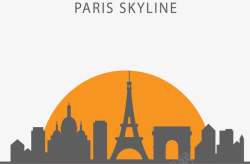 法国巴黎城市剪影矢量图素材