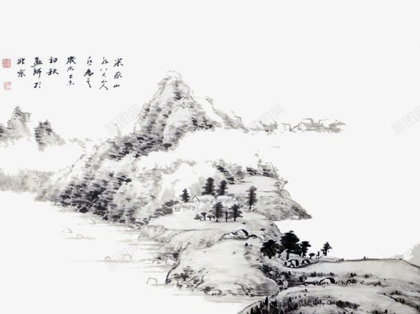 水墨山崖png免抠素材_88icon https://88icon.com 国画 山 树 水墨画 水墨虎