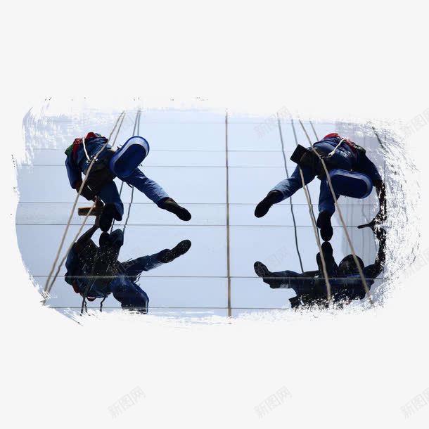 清洗玻璃外墙的两个人png免抠素材_88icon https://88icon.com 人 吊索 外墙 清洗 玻璃