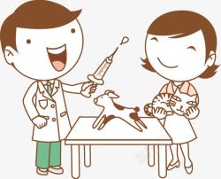 抽血针管矢量插画给宠物打针的医生高清图片