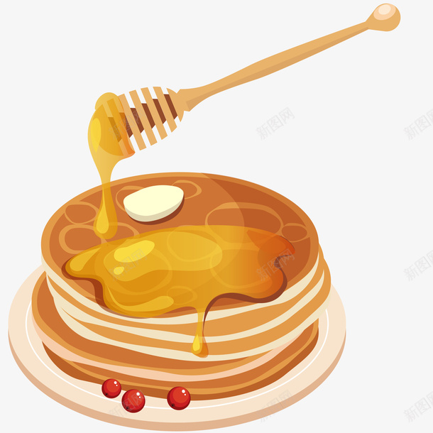 蜂蜜和煎饼插画矢量图ai免抠素材_88icon https://88icon.com 免抠PNG 滋补 煎饼 秋季养生 营养早餐 蜂蜜 蜂蜜和煎饼矢量插画 矢量图