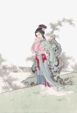 水墨仕女图素材