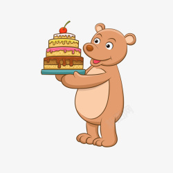 拿着书的小熊拿着蛋糕的小熊矢量图高清图片