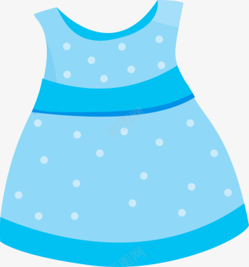 女性服装蓝色可爱裙子矢量图图标图标