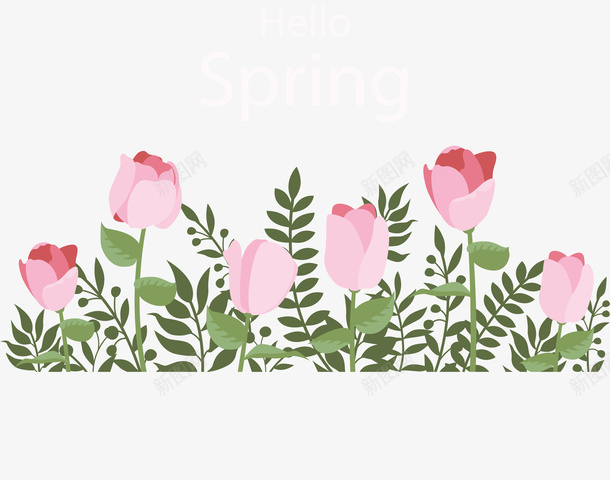 粉红玫瑰你好春天png免抠素材_88icon https://88icon.com hellospring 你好春天 浪漫玫瑰 玫瑰花丛 矢量png 粉玫瑰 花丛贴图