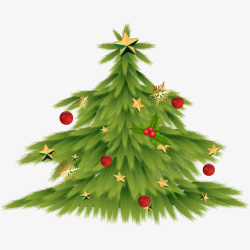 吊球圣诞树手绘装饰绿色圣诞树矢量图高清图片