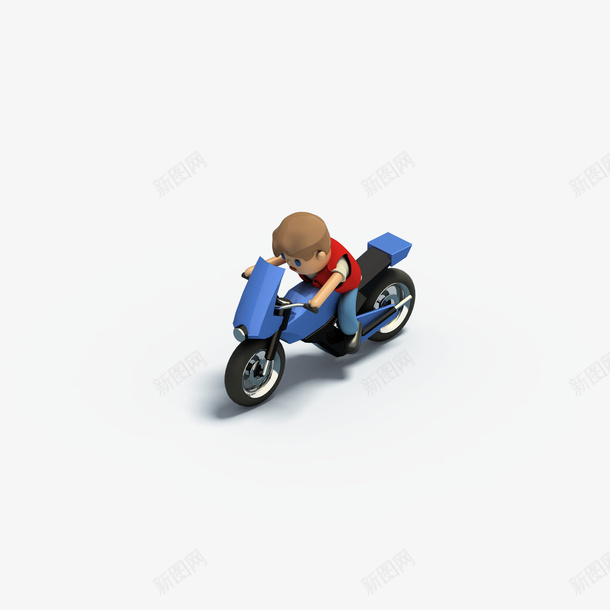 骑摩托车的小人模型png免抠素材_88icon https://88icon.com 小人 棕色头发 汽车模型 立体 等轴3D 蓝色摩托 骑车 高端