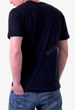 T恤背面产品实物黑衣背面男模高清图片