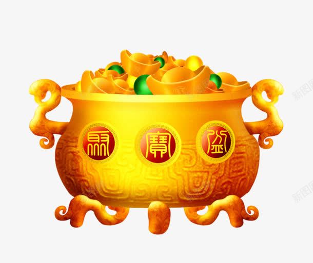 新年金色元宝聚宝盆png免抠素材_88icon https://88icon.com 新年元宝 聚宝盆 聚宝盆图 装饰图案 财富 财运 金融 钱币