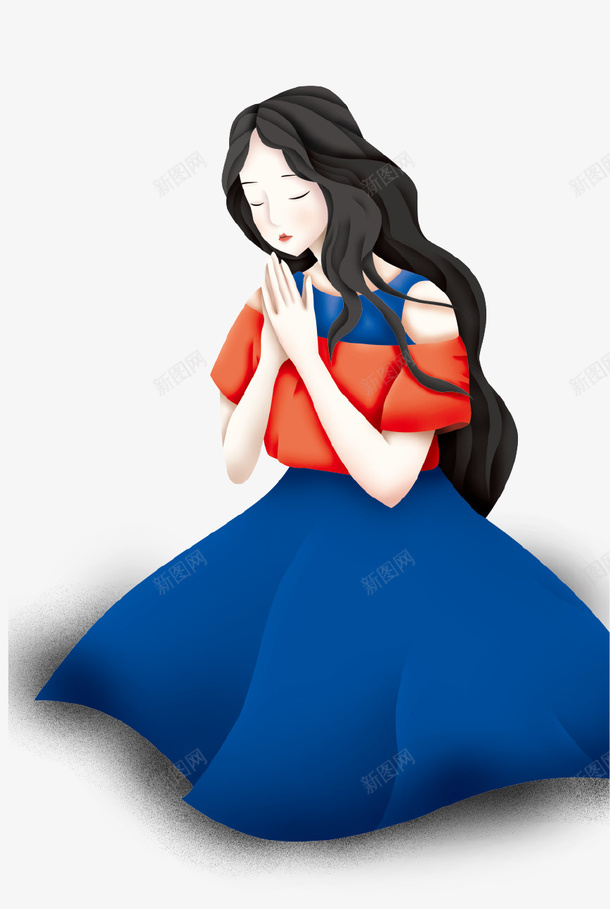 卡通手绘祈祷的少女插画psd免抠素材_88icon https://88icon.com 卡通手绘 少女 插画 旅行 祈祷 美丽 虔诚