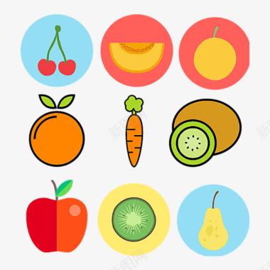 西方食品水果和蔬菜的图标图标