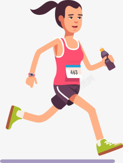 拿着水瓶马拉松跑步的女孩高清图片