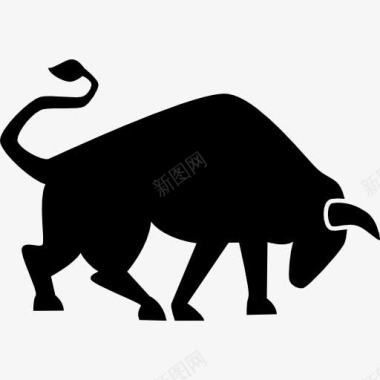 公牛强壮的公牛侧视图图标图标