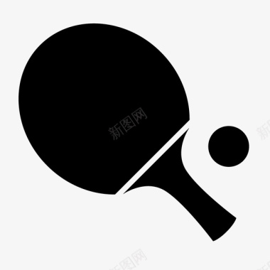 手绘黑色乒乓球拍图标图标