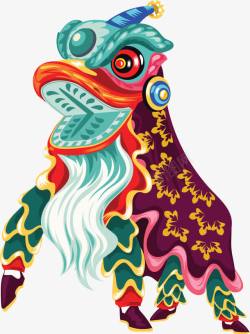 插画中国传统舞狮矢量图素材
