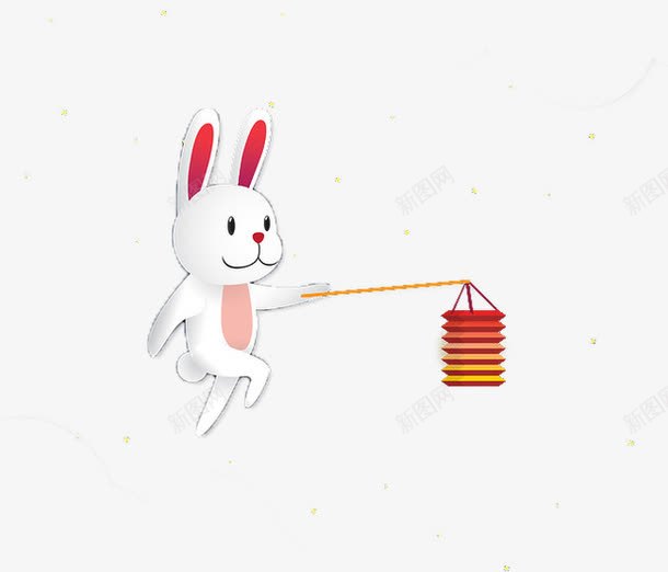 中秋png免抠素材_88icon https://88icon.com 中秋节 兔子挑着 兔宝宝 夜晚 星星 月兔 灯笼 玉兔 酷兔
