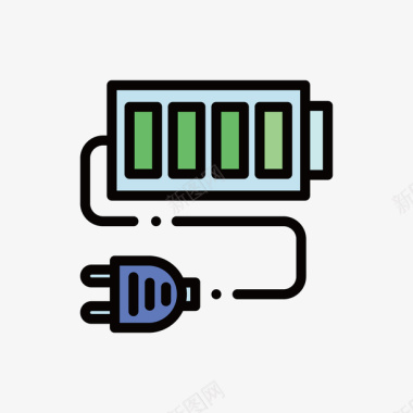 扁平数码电池充电图标图标
