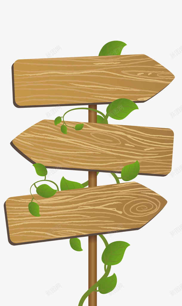 精美木质指示牌矢量图ai免抠素材_88icon https://88icon.com 指示牌 木质 树叶 精美 矢量图