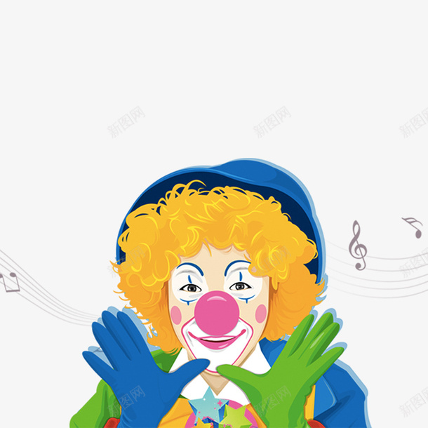 微笑唱歌的卡通小丑psd免抠素材_88icon https://88icon.com joker 小丑joker 微笑 愚人节 搞笑 海报设计 马戏团小丑 黄色卷发小丑
