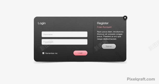黑色登录PSDpsd免抠素材_88icon https://88icon.com 关闭 密码框 登录界面 输入框