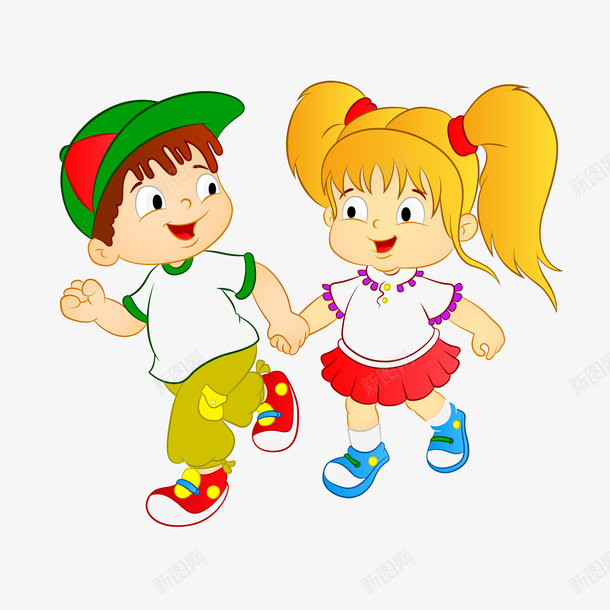 卡通手拉手的小孩png免抠素材_88icon https://88icon.com 儿童人物 卡通 小孩 手拉手 玩耍