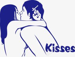 卡通情侣接吻KISS素材