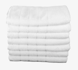 一堆层叠着的白色毛巾清洁用品实素材