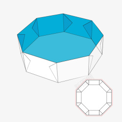蓝色立体多边形包装结构素材