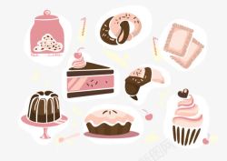 卡通手绘粉色蛋糕素材