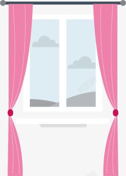 粉色窗台扁平少女系窗台高清图片