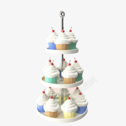 冷餐蛋糕架三层白色蛋糕架高清图片
