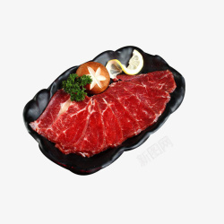 日式烧烤嫩牛肉香菇柠檬日式料理高清图片