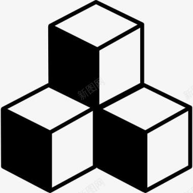 正方形盒堆栈中的多维数据集与阴影图标图标