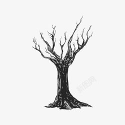 黑色枯枝黑色手绘老树枯枝高清图片