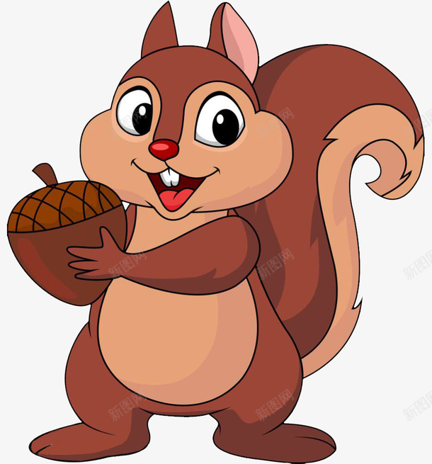 松鼠抱着一个橡树果png免抠素材_88icon https://88icon.com 卡通果实 可以吃的果子 松鼠 果实 棕色的松鼠 橡树果
