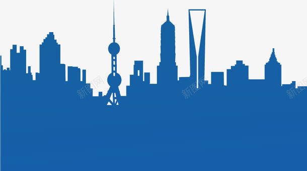 蓝色上海城市剪影png免抠素材_88icon https://88icon.com 上海 剪影 城市剪影 城市建筑 城市现代上海 大厦 蓝色