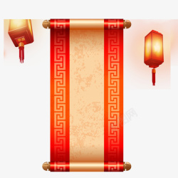 古代红灯笼卷轴高清图片