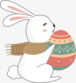 可爱抱着彩蛋的兔子素材