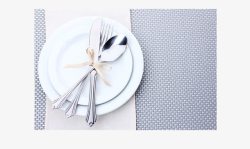 餐垫北欧风格餐垫和白色餐具高清图片