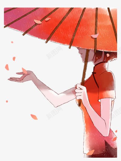 雨伞少女png免抠素材_88icon https://88icon.com 中国风美女插画 手绘美女 油纸伞插画