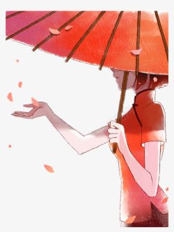 油纸伞插画雨伞少女高清图片