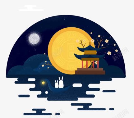 月饼中秋活动中秋佳节图标图标