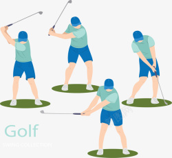挥杆打球专业高尔夫球运动员矢量图高清图片