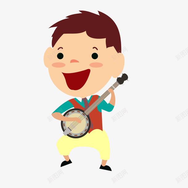 卡通弹奏乐器的男孩矢量图ai免抠素材_88icon https://88icon.com 乐器 人物设计 儿童节 弹奏 校园文化艺术节 矢量图