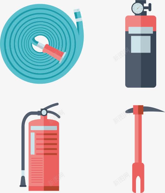扁平化消防器具矢量图ai免抠素材_88icon https://88icon.com 压力器 安全锤 扁平化 灭火器 灭火管 简单 简约 矢量图
