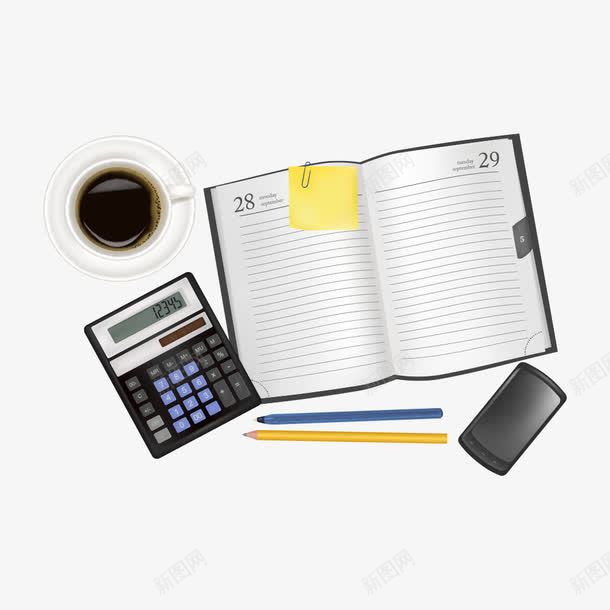 顶视图png免抠素材_88icon https://88icon.com 俯视 俯视图 咖啡 手机 本子 桌面摆件 桌面陈列 桌面顶视图 计算器 铅笔 顶视 顶视图